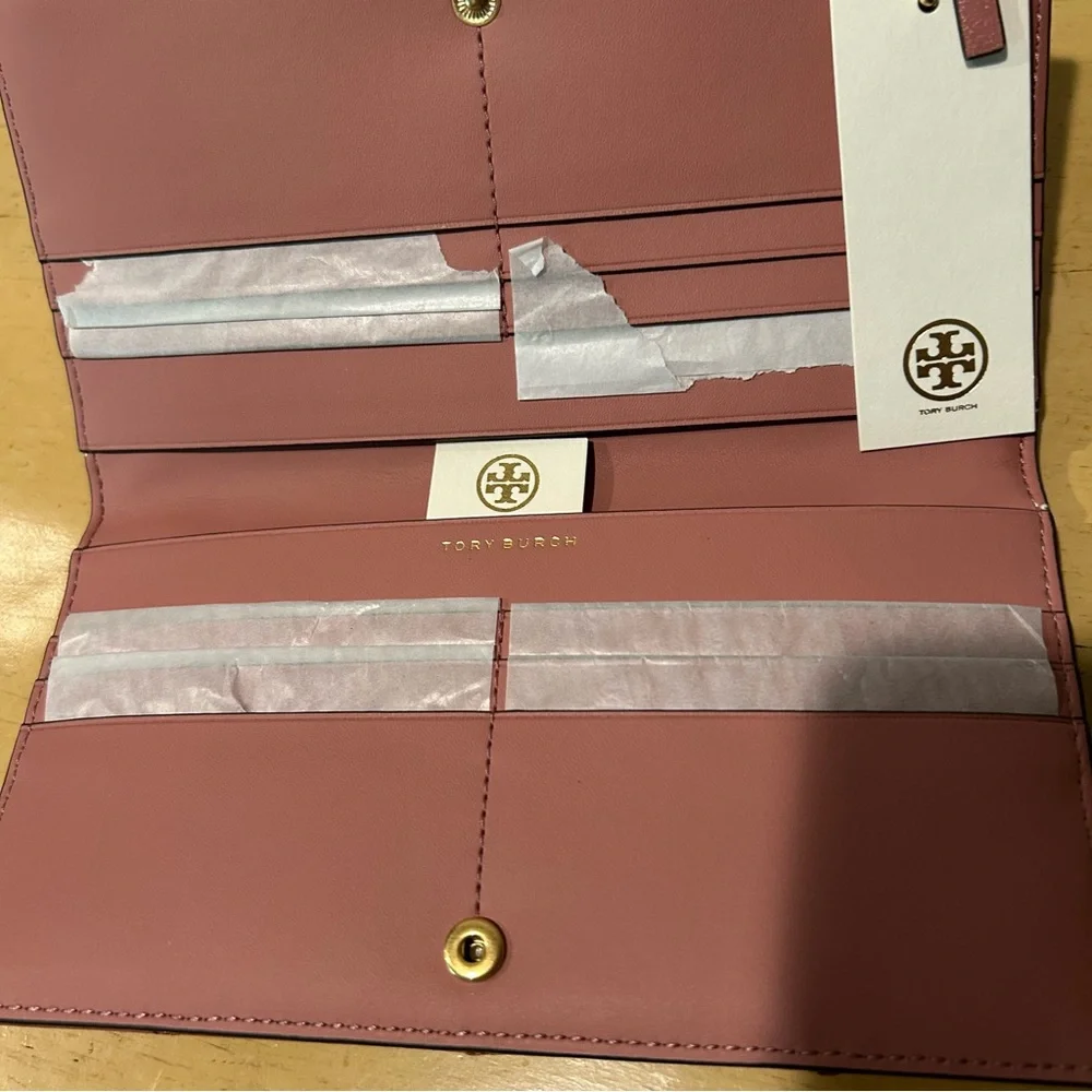 Tory Burch Willa slim glazed quilted leather envelope wallet 89490 - Picture 6 of 8